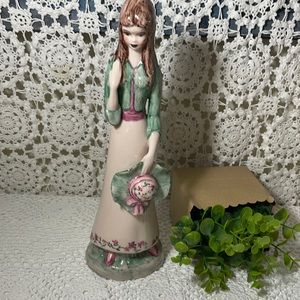 Porcelain figurine Young lady with a sun hat 11”